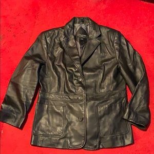 Valerie leather jacket solided black & outerwear